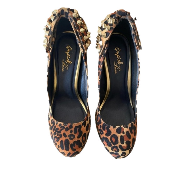 Qupid Luxe Leopard Venture Spiked Heels Size 6 - Picture 1 of 6